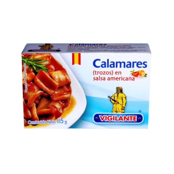 Vigilante Calamares Trozos Salsa Americana. 115Gr.