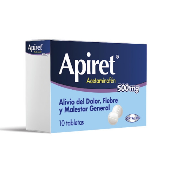 Apiret Acetaminofén 500Mg X 10 Tabletas Oftalmi