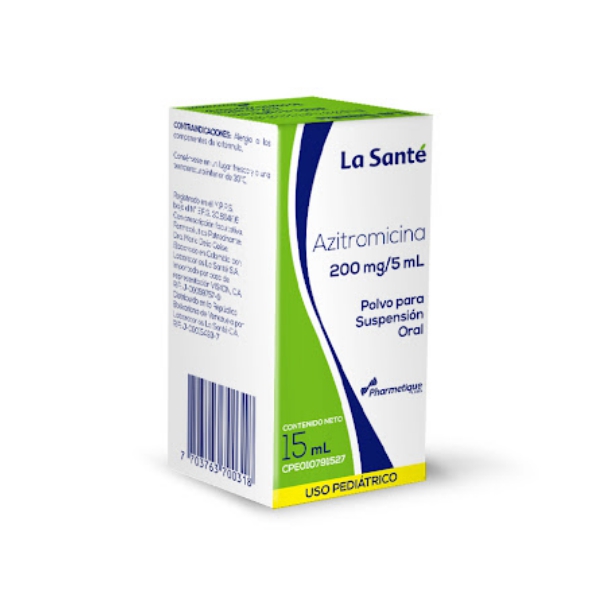 Azitromicina Suspensión Oral 200Mg/5Ml X 15 Ml La Santé