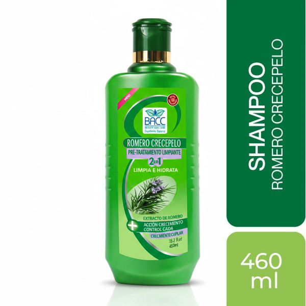 Bacc Shampoo Romero Crecepelo 2 En 1 460Ml.
