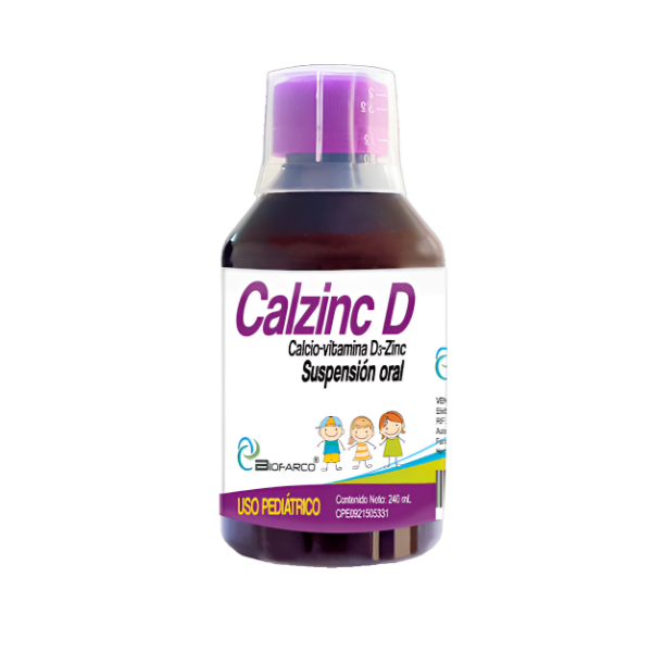 Calzinc D Calcio+Vitamina D+Zinc Suspensión Sabor Fresa 240Ml Biofarco