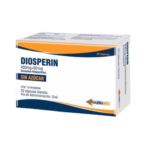 Diosperin Diosmina+Hesperidina 450Mg/50 Mg Sin Azúcar X 20 Cápsulas Blandas Pharmamed