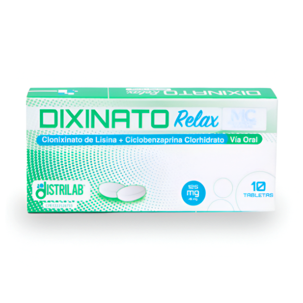 Dixinato Relax Clonixinato De Lisina+Ciclobenzaprina 125Mg/5Mg X 10 Tabletas Distrilab