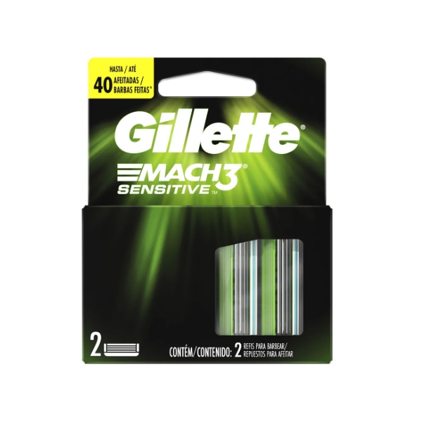 Gillette Mach3 Sensitive Cartucho 3 Hojillas X 2 Unidades