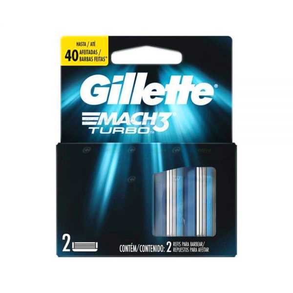 Gillette Mach3 Turbo Cartucho 3 Hojillas X 2 Unidades