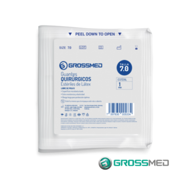Guantes De Látex Sin Polvo 7.0 X 1 Unidad Grossmed