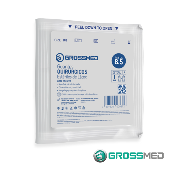 Guantes De Látex Sin Polvo 8.5 X 1 Unidad Grossmed