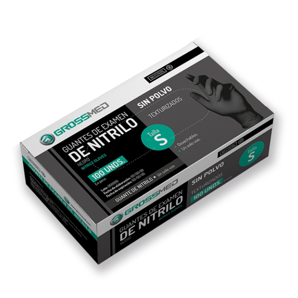 Guantes De Nitrilo Talla S Negro X 100 Unidades Grossmed