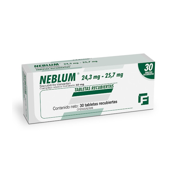 Neblum Sacubitrilo+Valsartán 24.3Mg - 25.7Mg X 30 Tabletas Farma