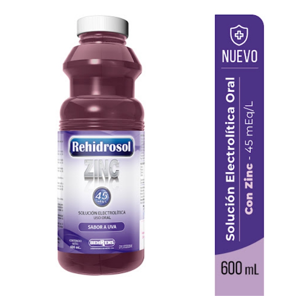Rehidrosol Zinc 45Meq/L Sabor Uva Solución X 600Ml Behrens