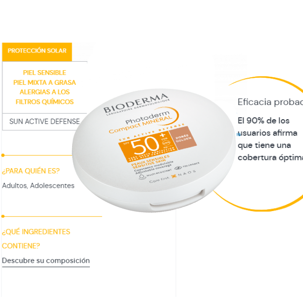 Bioderma Photoderm Polvo Compacto Mineral Dore Spf50+ 10Gr. - Imagen 2