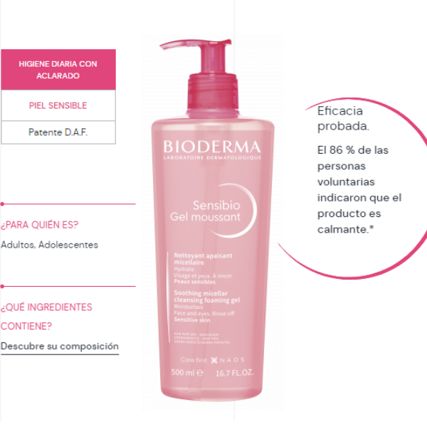 Bioderma Sensibio Gel Moussant Micellaire X 500Ml. Dermabel - Imagen 2