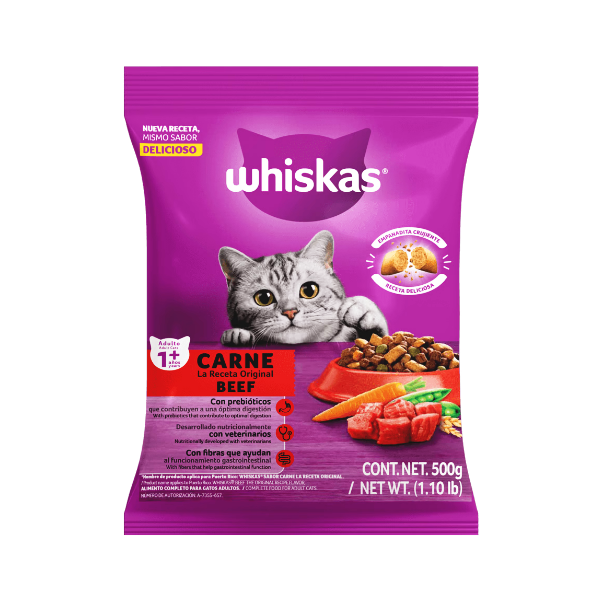 Whiskas Sabor A Carne 1+Años 500Gr