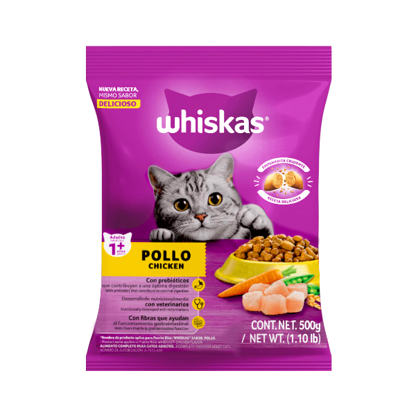Whiskas Sabor A Pollo 1+Años 500Kg
