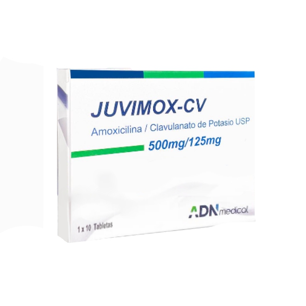 Juvimox-Cv Amoxicilina+Clavulanato De Potasio 500Mg/125Mg X 10 Tabletas Adn Medical