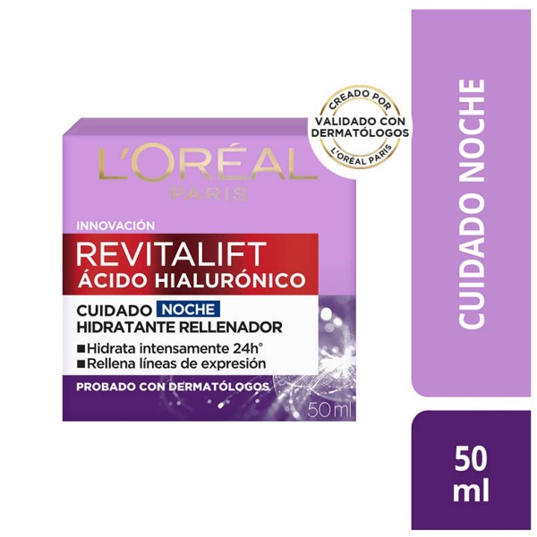 Loreal Revitalift Ácido Hialurónico Crema De Noche Anti-Arrugas 50Ml.