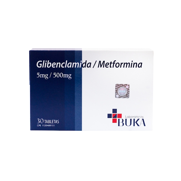 Metformina+Glibenclamida 500Mg/5Mg X 30 Tabletas Buka