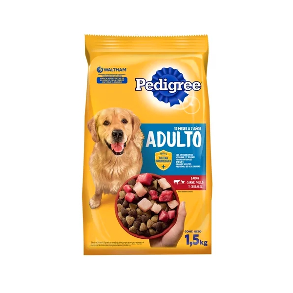 Pedigree Adulto Sabor Carne/Pollo/Cereales 1.5Kg.