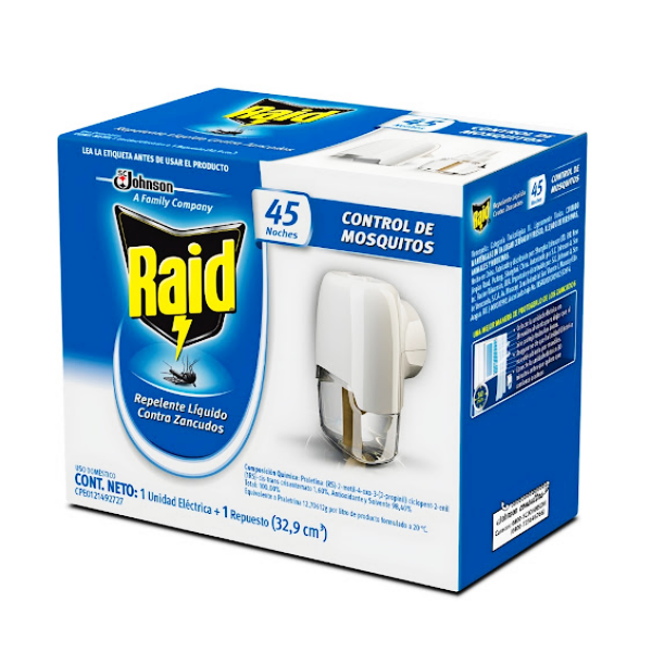 Raid Mata Mosquitos Repelente Liquído Electrico 45 Noches