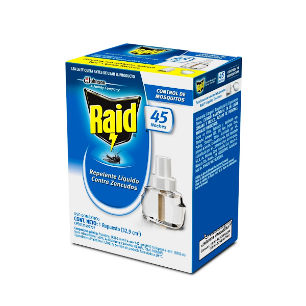 Raid Mata Mosquitos Repuesto De Repelente Liquído Electrico 45 Noches