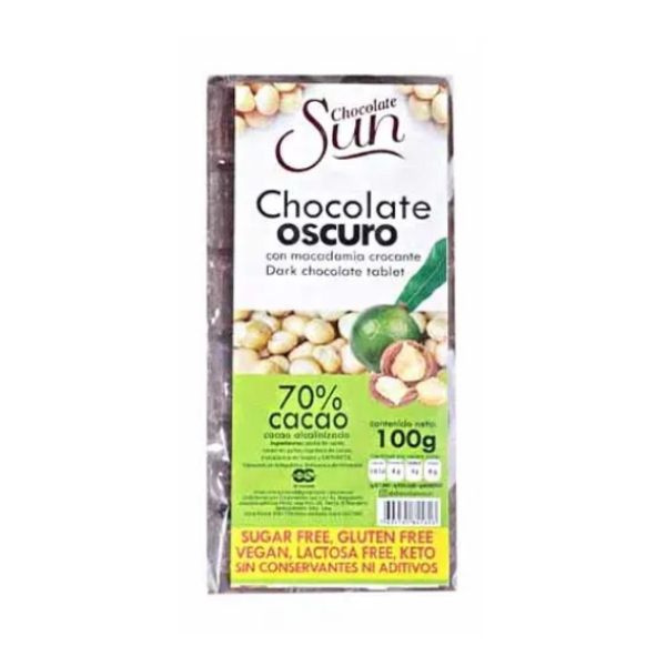 Sun Chocolate Oscuro Con Macadamia Sin Azucar 100Gr - Farmadon - La ...