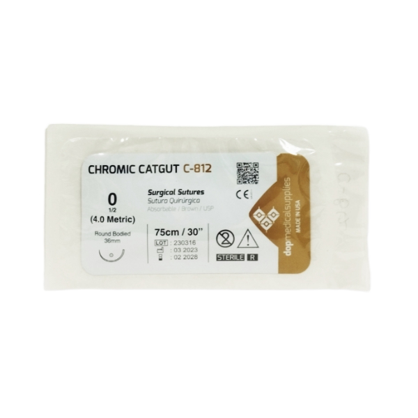 Sutura Cromico 0 Aguja Curva No Cortante Absorbible 36Mm C-812 Dopmedical