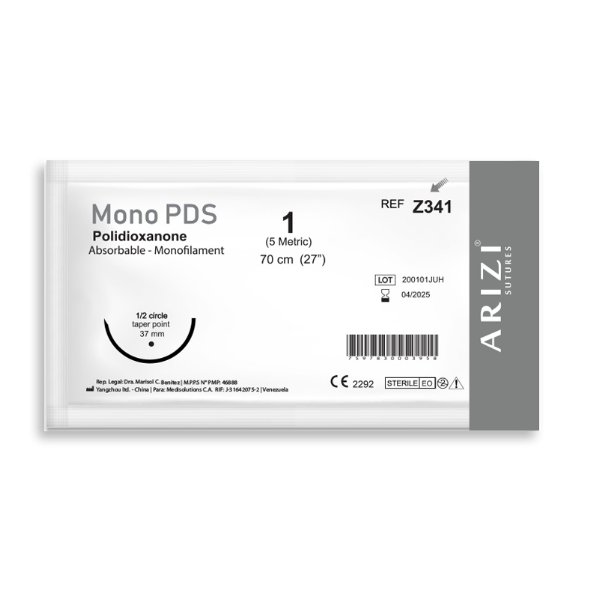 Sutura Mono Pds Polidioxanona 1 Aguja Curva Absorbible R-Z341 37Mm Arizi