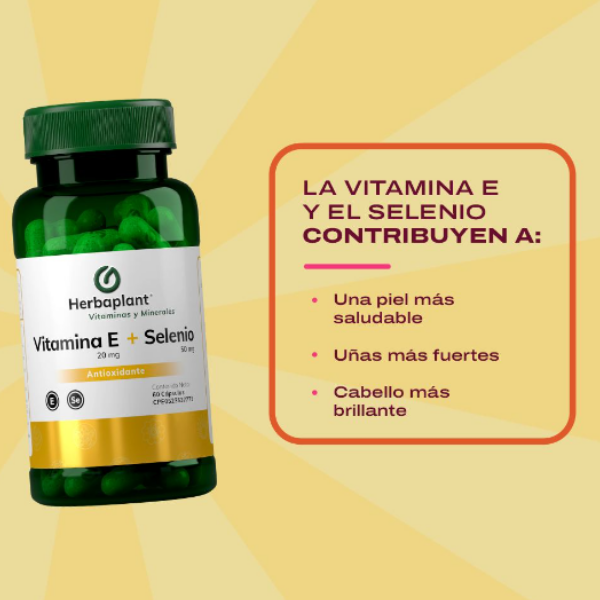 Vitamina E + Selenio X 60 Cápsulas Herbaplant - Imagen 2