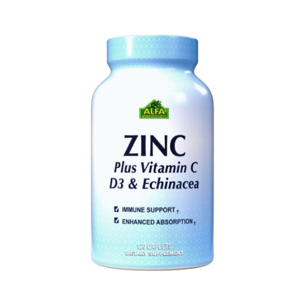 Zinc Plus Vitamina C + Vitamina D3 & Echinacea X 120 Cápsulas Alfa