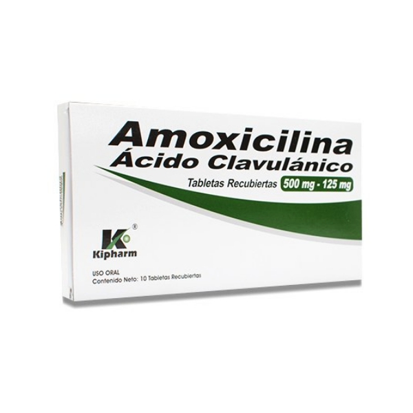 Amoxicilina + Ácido Clavulanico 500Mg/125Mg X 10 Tabletas Kipharm