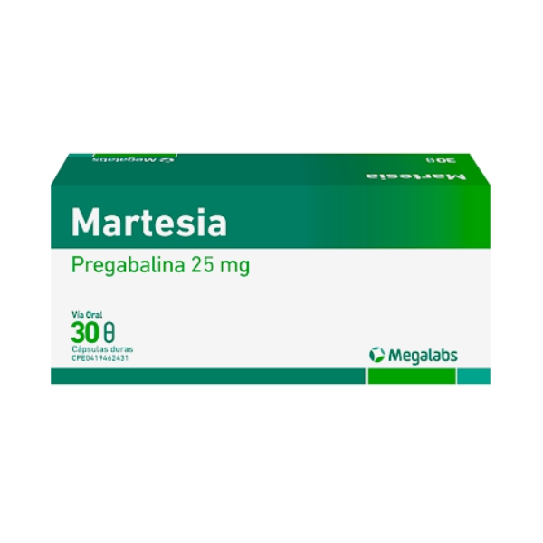 Martesia Pregabalina 25Mg X 30 Cápsulas Megalabs