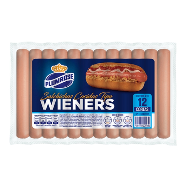 Plumrose Salchichas Wieners Cortas X12 Unidades