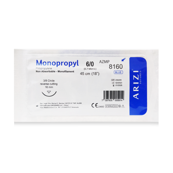 Sutura Prolene 6-0 Aguja Curva Cortante/No Absorbible 45Cm R-8160 Arizi