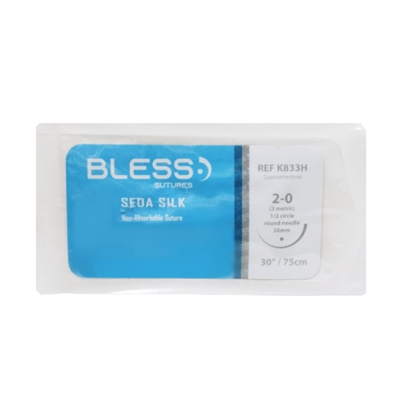 Sutura Seda 2-0 Aguja Curva 26Mm No Cortante/No Absorbible Bless