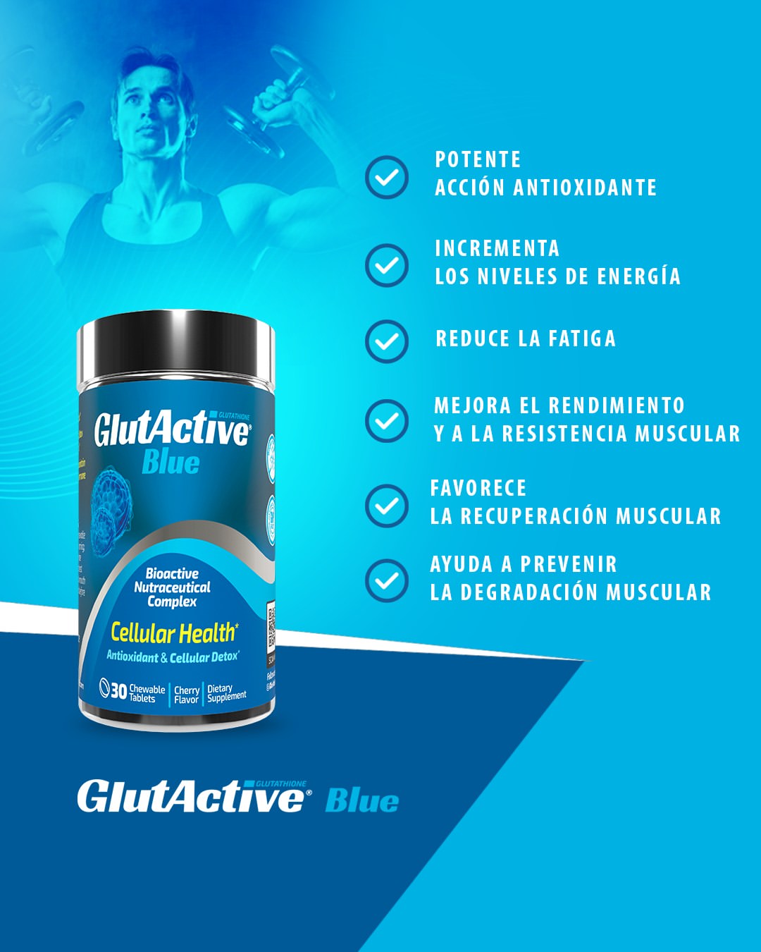 Glutactive Blue Cellular Health Antioxidant X 30 Tabletas - Imagen 2