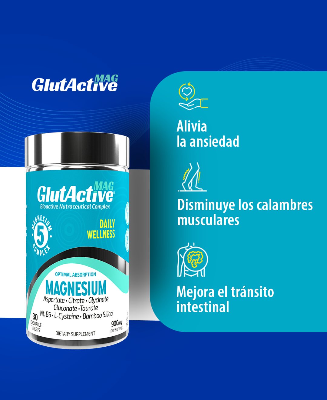 Glutactive Magnesium 900Mg X 30 Tabletas - Imagen 2