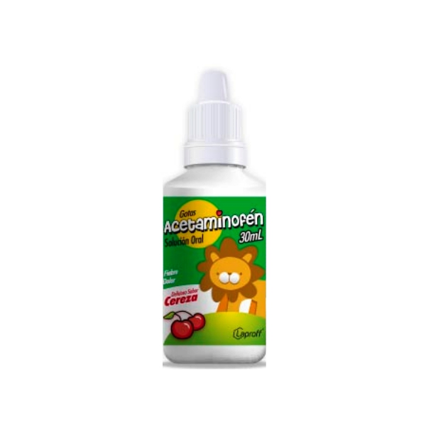 Acetaminofén Gotas Pediátricas Cereza 100Mg/Ml 30Ml Laproff