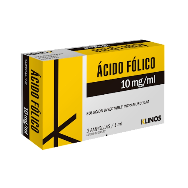 Ácido Fólico Ampolla 10Ml/Ml X 1Ml X 3 Ampollas Klinos