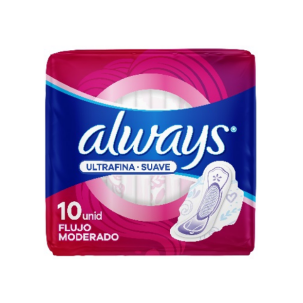 Always Toallas Ultrafina Suave Flujo Moderado X 10 Unidades