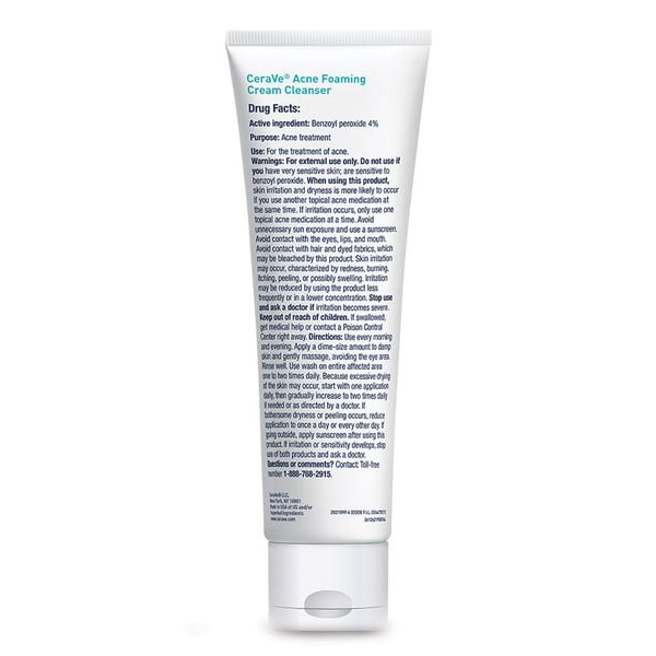 Cera-Ve Acne Foaming Cream Cleanser 4% Benzoyl Peroxide 150Ml - Imagen 2