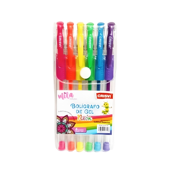 Crisvi Bolígrafo De Gel Neón X 6 Unidades