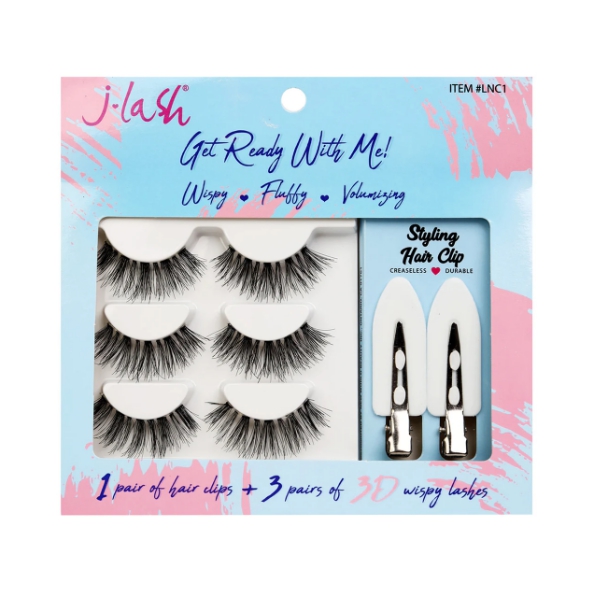 J-Lash Get Ready With Me 1 Par Clips + 3 Lashes Lnc1
