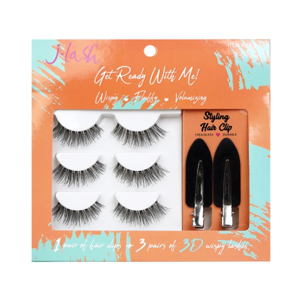 J-Lash Get Ready With Me 1 Par Clips + 3 Lashes Lnc2