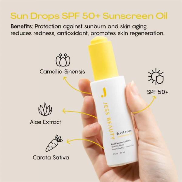 Jess Beauty Sun Drops Sunscreen Oil 50Spf 30Ml - Imagen 2