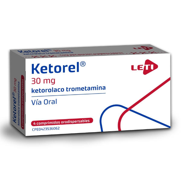 Ketorel Ketorolaco 30Mg X 4 Comprimidos Oro Dispersable Leti