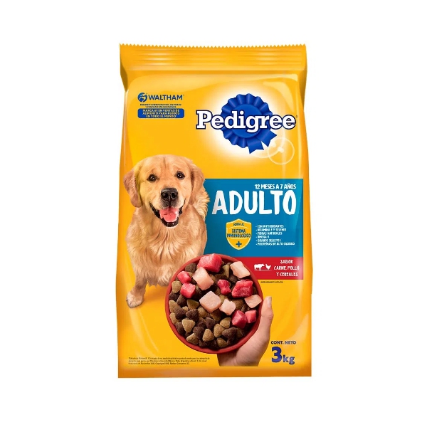 Pedigree Adulto Carne/Pollo Y Cereales 3Kg.