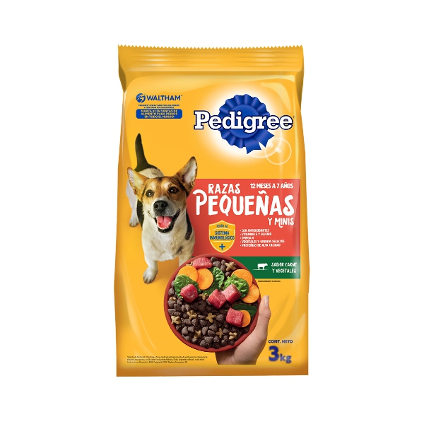 Pedigree Razas Pequeñas Y Minis Sabor Carne Y Vegetales 3Kg.