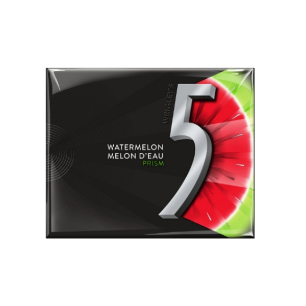 5-Rain Chicles Prism Watermelon Sin Azúcar 40.5Gr. x 15 Sticks