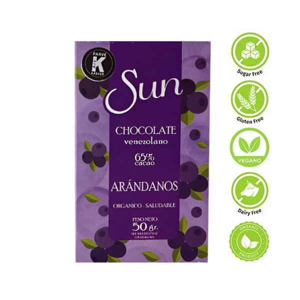 Sun Chocolate Oscuro/Arandanos Sin Azúcar 50Gr.