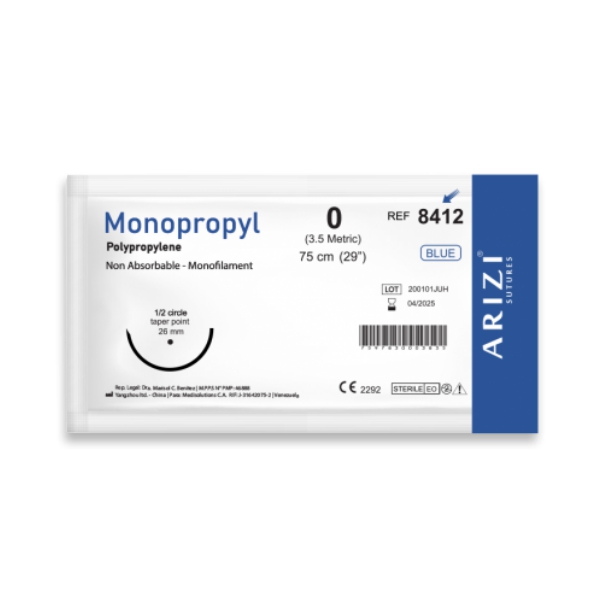Sutura Monopropyl 0 Aguja Curva No Cortante/No Absorbible . 26Mm R-8412 Arizi